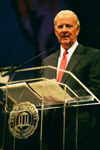 10/1/02 - Former White House chief of staff James Baker speaks at the university's Sixth Annual Scholarship Banquet.