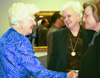 Nancy Easley (center), director of graduate studies in education on the Germantown campus introduces her mother Bea Maulden (left) to Ann Singleton, chair of the education department at the Germantown Five Year Anniversary Reception. - Photo by Sara Horn