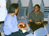 Students from the Germantown campus fellowship at the Germantown Five Year Anniversary Reception. - Photo by Sara Horn