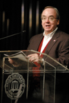12/6/05 - President Dockery welcomes the community to <em>A Union Christmas</em>.