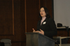 Social work professor Terry Blakley speaks at a forum on World AIDS Day. - Photo by Morris Abernathy