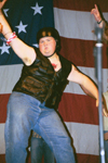 10/11/02 - Digital Media Studies major Jonathan Blair demonstrates some creative movements during the SAC Variety Show.