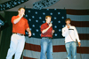 10/11/02 - Lambda Chi Alphas Josh Huesing, Joel Polk and Adam Fox sing acapella patriotic songs during the SAC Variety Show.
