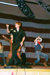 10/11/02 - Matt Lott, Adam Winters, and Brandon Nelms imitate the Village People for the Small Group Winning Onions during the SAC Variety Show.