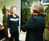 Heather Mercer talks with Union Provost Carla Sanderson before the chapel service. - Photo by Jim Veneman