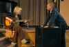 02/15/06 - Sandra McCracken spends a few moments with husband Derek Webb before performing in chapel. - Brad Moore
