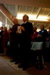 02/17/06 - President Dockery and Dr. Phil Jett, pastor of Englewood Baptist Church and president of the TBC, stand during the opening praise time of the Homecoming chapel.
