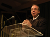 02/17/06 - President Dockery welcomes the audience at the Homecoming chapel.