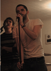 Aaron Shepherd and Bryan Robison sing with their student band <em>Uncollected Prose</em>. - Photo by Stephanny Rodriguez