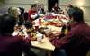 02/18/06 - Students gather for fondue in the McAfee Commons.