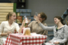Emily Watlington, Julie Palmer and Lori Cunningham practice their roles in <em>Spitfire Grill</em>. - Photo by Stephanny Rodriguez