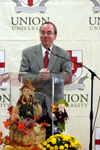 10/18/05 - President David S. Dockery welcomes the Union Auxiliary members at their fall luncheon.