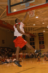 10/290/02 - Walk-on Anthony Irons takes his turn in the dunk contest during Midnight Madness.