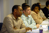 Kristian Conway asks a question in an MBA class on the Germantown campus. - Photo by Morris Abernathy