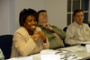 Bobbie Crayton reacts in an MBA class on the Germantown campus. - Photo by Morris Abernathy