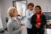 RN-BSN Student Sheila Anderson examines fellow student Ida Marie Todd while Pat Keene instructs them on proper techniques during a class on the Germantown campus. - Photo by Morris Abernathy