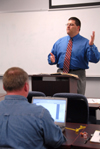 Charles Fowler, senior vice president for university relations and associate professor of Christian ministries and education, leads an MCS class on the Germantown campus. - Photo by Morris Abernathy