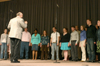 04/12/06 - Dr. Richard Joiner leads the University Singers in a song during a chapel service. - Stephanie Schroeder