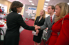 <em>Time</em> Columnist Margaret Carlson shakes hands with SGA President Landon Preston after the Union Forum April 6. Carlson addressed the Union community as a part of the forum. - Photo by Kristen Nicole Sayres