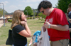 04/13/06 - On April 13, freshman Anna Townsend, nursing major, and sophomore Josh Clarke, Christian studies major, helped 