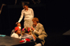 Jared New as J.B. with Courtney Braswell (standing) as Sarah and members of the Chorus in the theatre's production of <em>J.B.</em> - Photo by Morris Abernathy