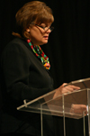 Provost Carla Sanderson announced each student who had been named to Who's Who during a special chapel service. - Photo by Stephanie Schroeder