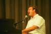 A member of the praise band from the People's Church in Franklin, TN leads in worship at the 2002 Pastors' School. - Photo by Jim Veneman