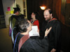 5/8/02 - Lee Benson (right) and Wanda Calvert (left) are congratulated by the university community after being announced Faculty Member of the Year and Staff Member of the Year, respectively.