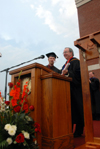 05/20/06 - Luke Pruett, senior class president, presented plans for an amphitheatre to be constructed east of Jennings Hall. The amphitheatre is a gift from the Class of 2006.