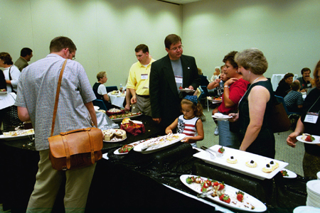 Union friends and family enjoy a dessert fellowship at the Alumni and Friends Reception during the Southern Baptist Convention.