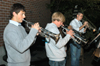 The jazz band performs on the Student Union Building patio during Family Weekend.  Pictured are Scott Thomas, Ben Rivers and Josh Wilkerson. - Photo by Brad Moore