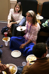 11/2/05 - Dusty Ruehling and Laura Ivey enjoy food, friends and good times during a Halloween dorm room party.