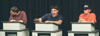Assignment: <i>Head to Head</i> - Sophomores Adam Houston, digital media studies major, Jonathan Yorkowitz, broadcasting major, and Broc Barnes, broadcasting major, all compete as contestants during a trial taping of <i>Head to Head</i>. - Photo by Kristen Hiller