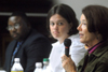 Jimmie Morris of Quenco Mental Health Services; Rachel Peterson; and Becky Butler, executive director of Jackson Affordable Housing Inc. speak during the annaul Social Justice Symposium entitled <em>The Black and White of It.</em> - Photo by Kristen Nicole Sayres