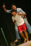 Bryan Spillman, acting as an ambulance, carries Ross Barnes playing an EMT in the skit &ldquo;Doctor, Doctor&rdquo; during the Focus Show. - Photo by Stephanie Schroeder