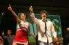 Katie Monroe, Matt Elia and other Focus leaders give a thumbs up as the song, &ldquo;Butterfly Kisses,&rdquo; plays at the end of the Focus Show. - Photo by Stephanie Schroeder