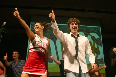 Katie Monroe, Matt Elia and other Focus leaders give a thumbs up as the song, &ldquo;Butterfly Kisses,&rdquo; plays at the end of the Focus Show.