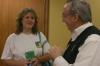 08/28/06 - Cassie Lutrell, from Savannah, Tenn., fellowships with President Dockery on her way out of Coburn after having eaten some ice cream during New Student Orientation.