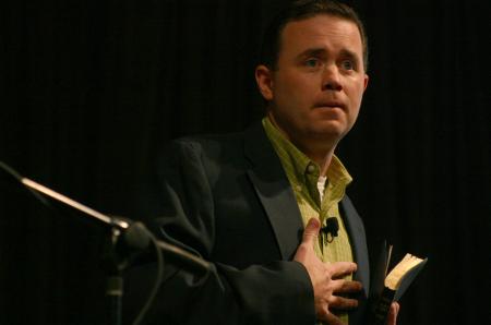 Todd Brady, minister to the university, speaks to students during a recent chapel.