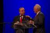 09/26/06 - President Dockery presented Winston S. Churchill with a DVD copy of <em>The $64,000 Question</em> that featured his grandfather during the Tenth Annual Scholarship Banquet.