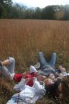 Senior Heather Couch, Junior Emily Rawls, Sophomore Tiffany Ransdell, Junior Merideth Walter and Sophomore Lily Zopfi enjoy a last minute relaxation at the end of the art retreat. - Photo by Stephanie Schroeder