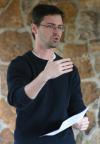 Justin Phillips, director of student programs, speaks to students on the Sunday morning of the art retreat. He provided a message based on creation. - Photo by Stephanie Schroeder