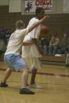 11/2/06 - Senior Blake Penington battles against Freshman Bulldog Tacuma Alexander in the basketball portion of Union's first annual Joes vs. Pros.