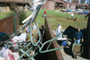 The entire Union community banded together to clean-up the damage done to the campus. The area behind the Warmath Residence Complexes had many yard items that got torn to pieces.
 - Photo by Justin Veneman