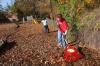 Matt Sengstock and Jasmine Huang do some yard clean up at the YMCA during Day of Remembrance. - Photo by Morris Abernathy