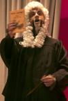 Jonathan Lambach plays the wise old owl judge during the Union University Players production of <em>The Trial of the Big Bad Wolf</em>. - Photo by Kyle Kurlick