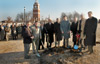 Groundbreaking for Roy L. White Hall was held on Friday morning, Dec. 6, 2002. Participating in the ceremony were (from left to right) Jackson mayor Charles Farmer; Campus Master Plan chair Gary Taylor; Biology department chair James Huggins; Madison County major Jerry Gist; TLM Associates president Dennis Henderson; Chemistry/Physics department chair Randy Johnston; President David S. Dockery; Trustee and benefactor Roy L. White; and Trustee chairman Mike Weeks. - Photo by Jim Veneman