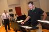 Mike Penny (left), professor of music, works with Austin Clark during an Opera Workshop rehearsal.  Mrs. Joan Forbes is the accompanist. - Photo by Morris Abernathy