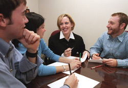 10/31/2002 - Kimberly Thornbury, dean of Student Life, works with student leaders in developing programs that will motivate and encourage all Union students to keep their faith at the forefront in whatever activity they may be doing. (ID: 692)