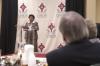 Dr. Camille Searcy spoke on the educational philosophies of W.E.B. Du Bois & Booker T. Washington during the First Annual Black History Month Program. - Photo by Wayne Holmes